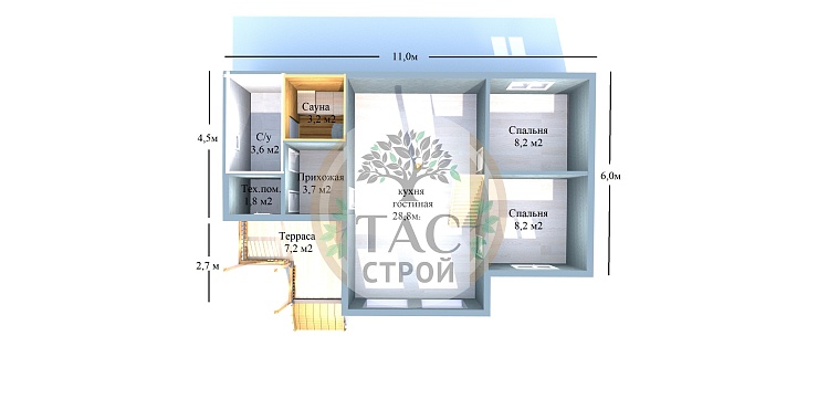 Проект каркасного дома «ТИВОЛИ» (Премиум 200 мм.)